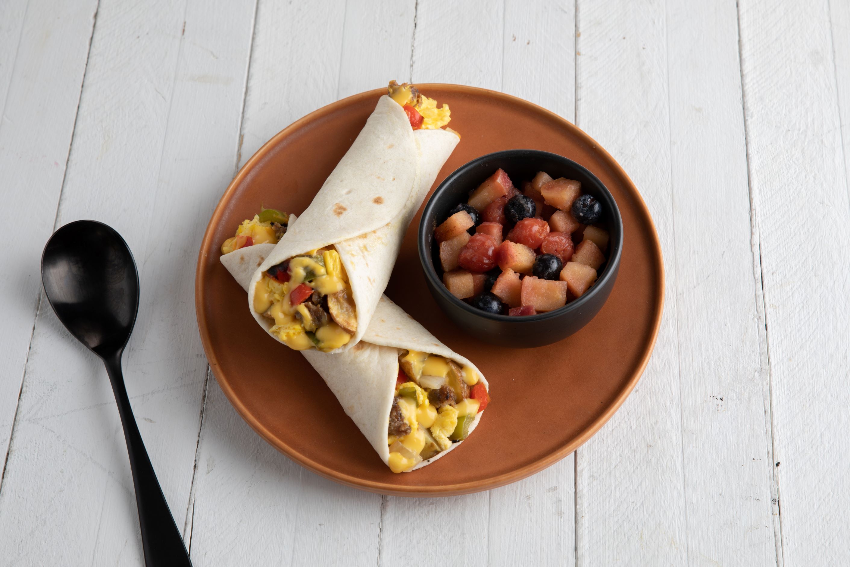 Pork Sausage Breakfast Burrito and Fruit Medley